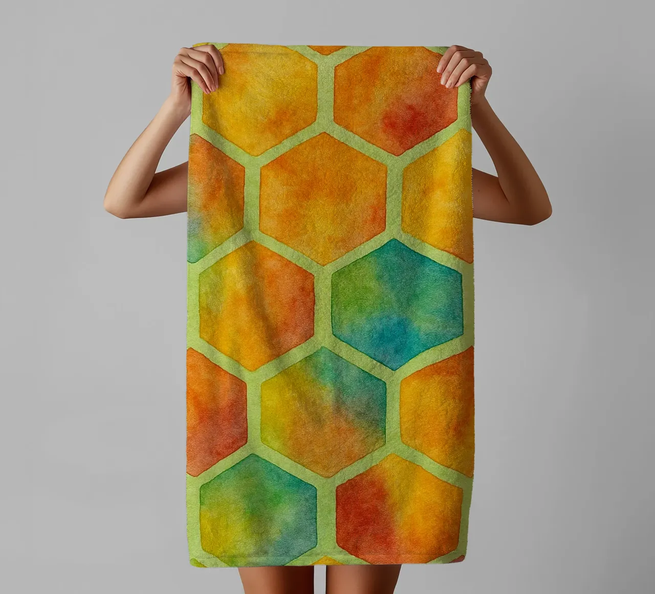 bee hive abstract drawing ilustration towel by Permatax