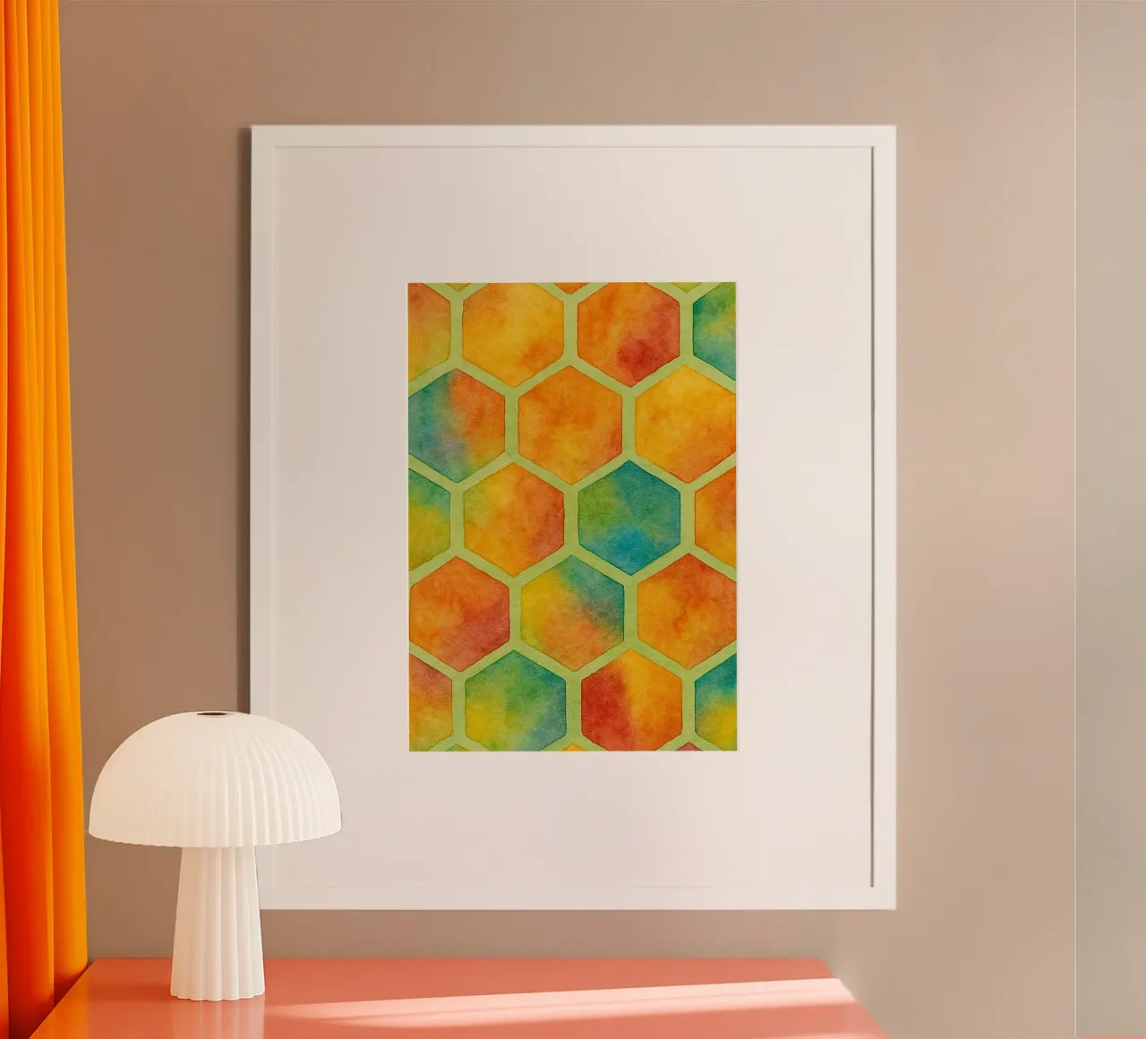 alveare ape disegno astratto ilustrazione poster con telaio in legno da Permatax