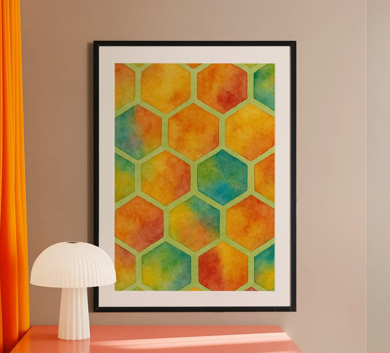 alveare ape disegno astratto ilustrazione poster con telaio in legno da Permatax