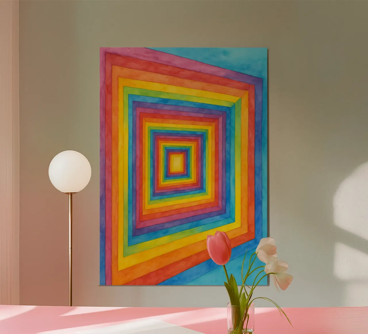 Disegno astratto di corridoio a forma di scatola poster con telaio in legno da Permatax