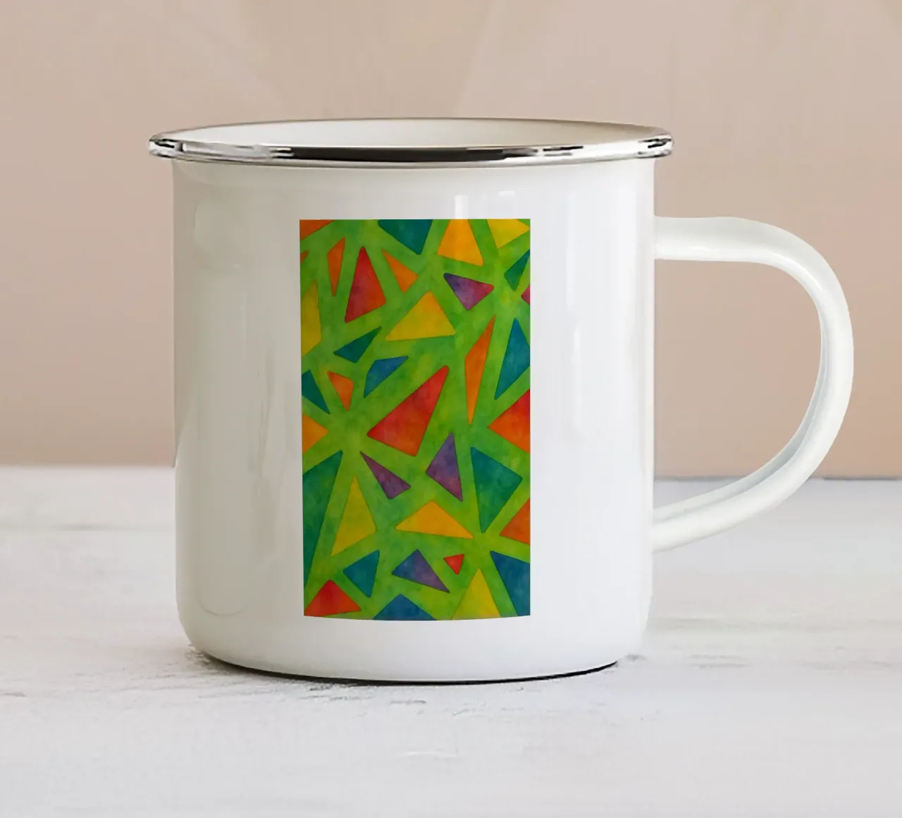 pauze abstracte tekening ilustratie emaille mok van Permatax