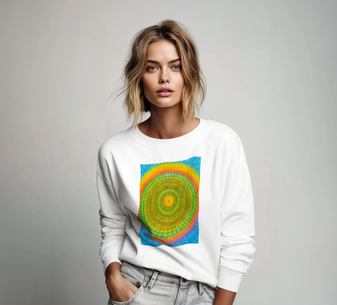 círculo sol dibujo abstracto ilustración sudadera de Permatax