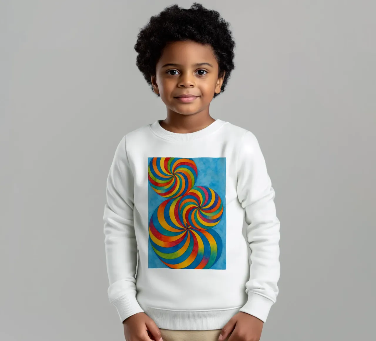 dibujo circular abstracto ilustración sudadera para niño de Permatax