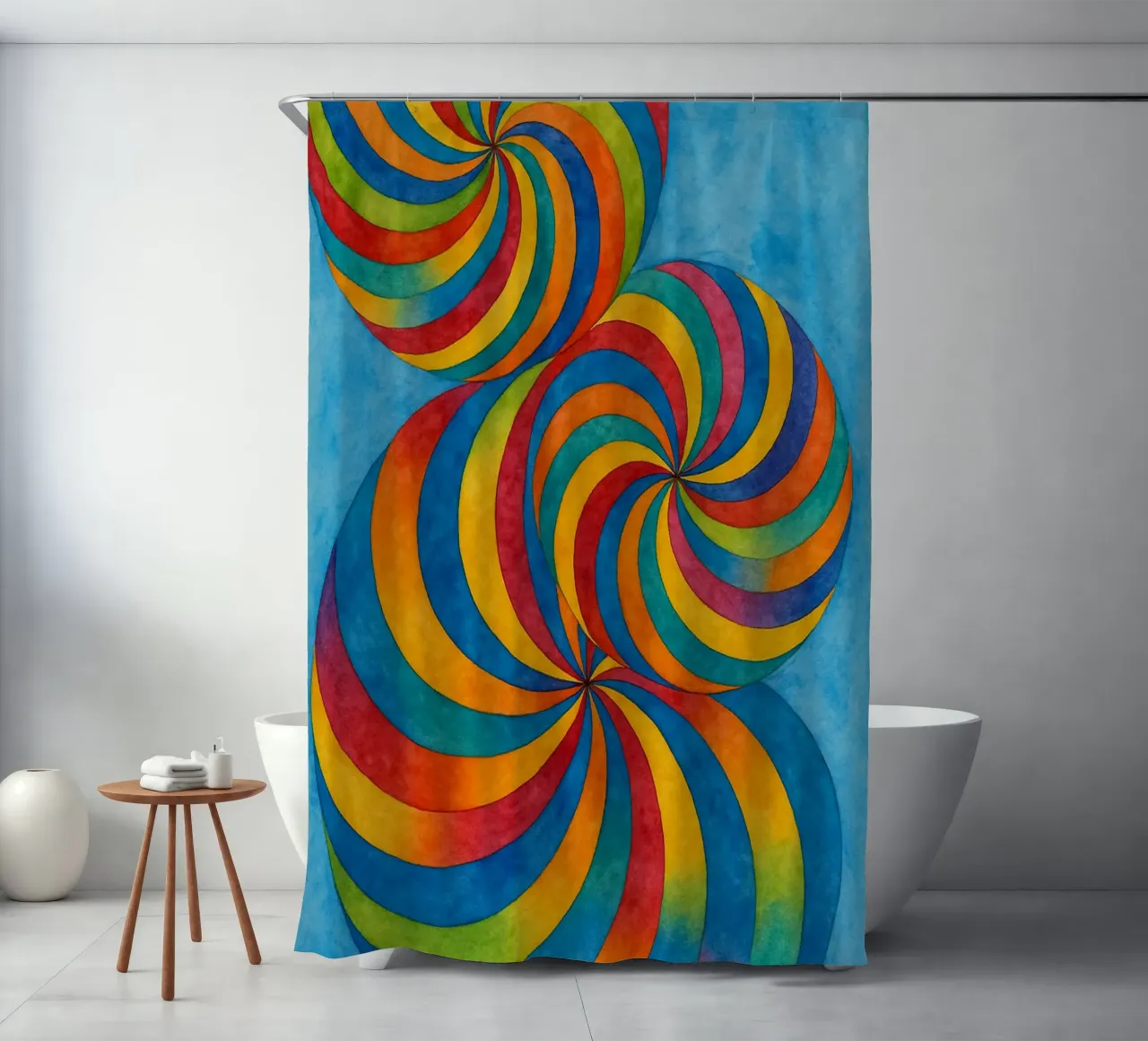 cirkelvormige abstracte tekening ilustratie douchegordijn van Permatax