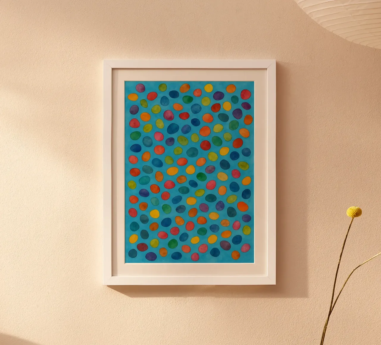corallo colorfull disegno astratto ilustrazione poster con telaio in legno da Permatax