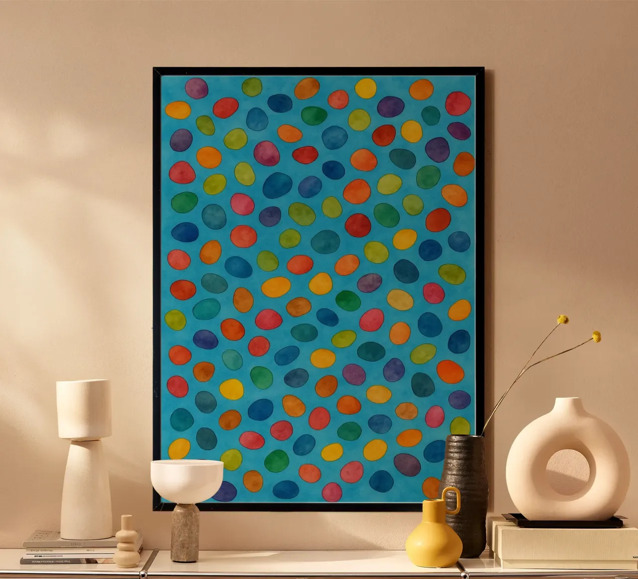 corallo colorfull disegno astratto ilustrazione poster con telaio in legno da Permatax