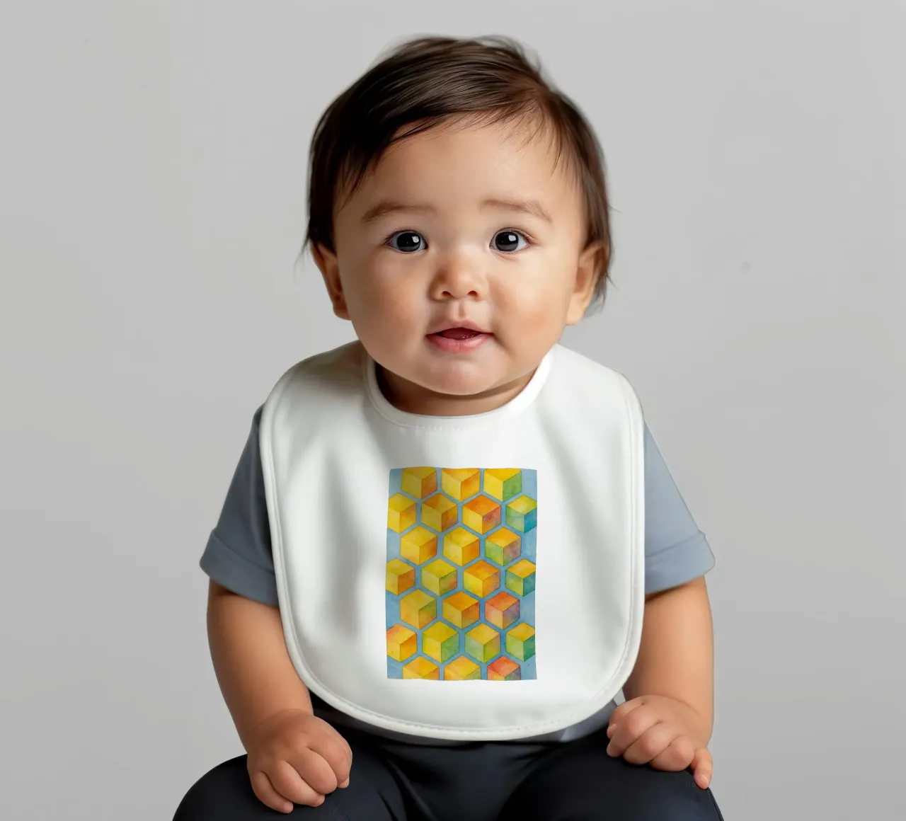 cube abstract drawing ilustration baby bib by Permatax