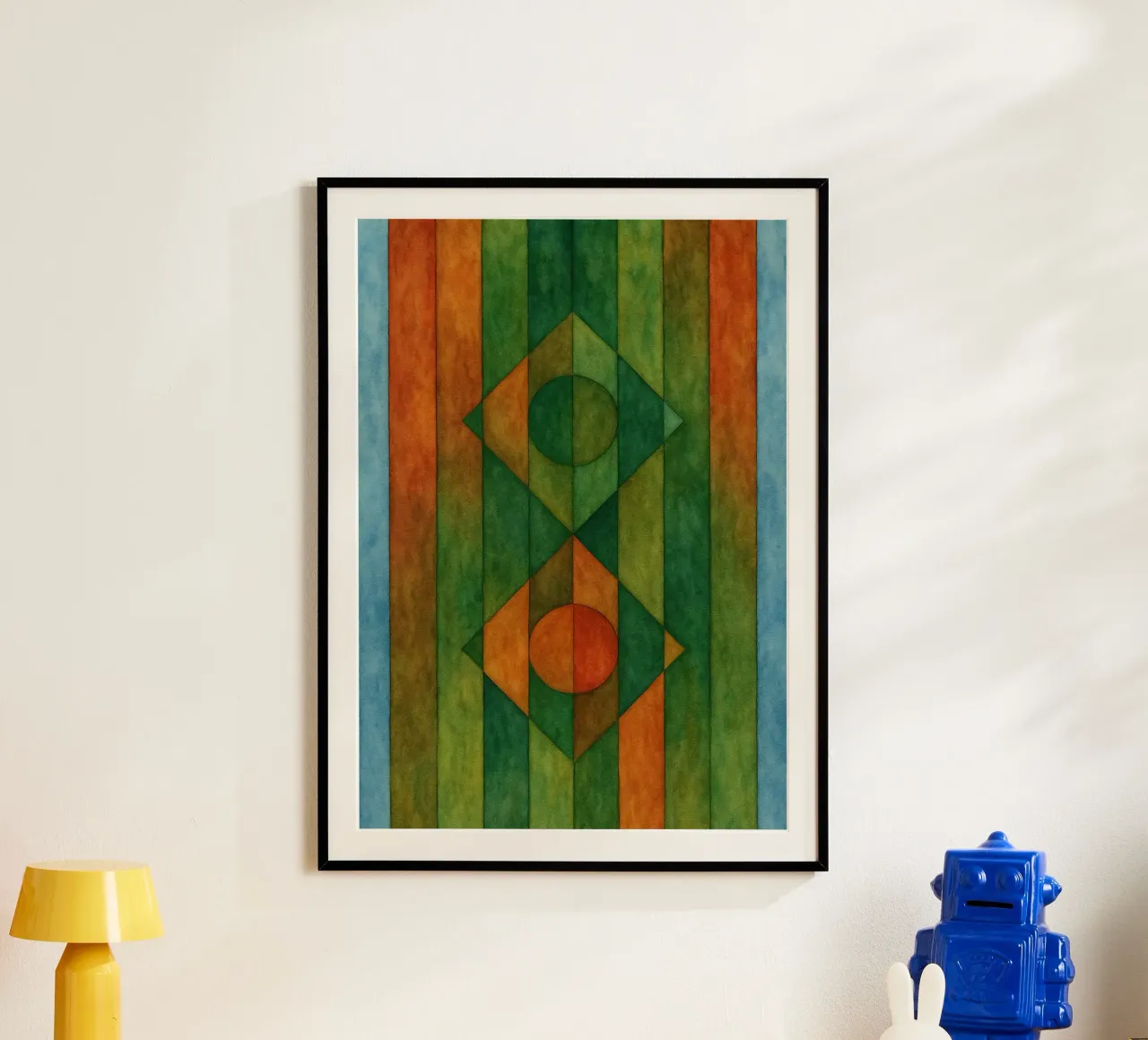 cerchio di diamante disegno astratto ilustrazione poster con telaio in legno da Permatax