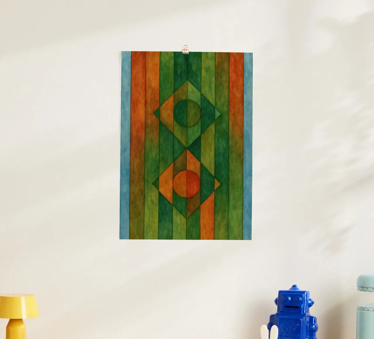 cerchio di diamante disegno astratto ilustrazione poster con telaio in legno da Permatax