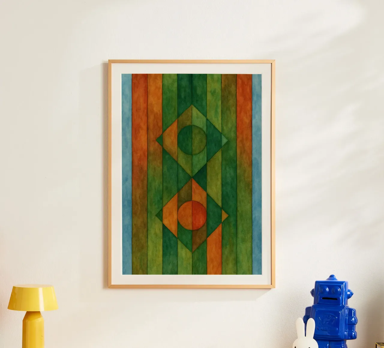 cerchio di diamante disegno astratto ilustrazione poster con telaio in legno da Permatax