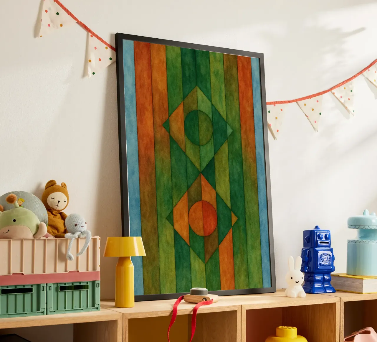 cerchio di diamante disegno astratto ilustrazione poster con telaio in legno da Permatax