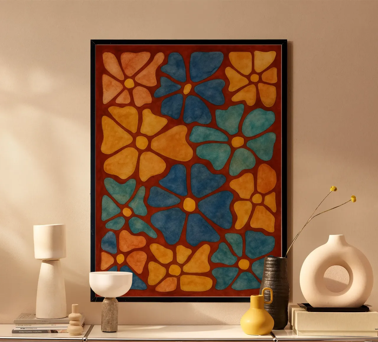 Bloemen abstracte tekening ilustratie poster van Permatax