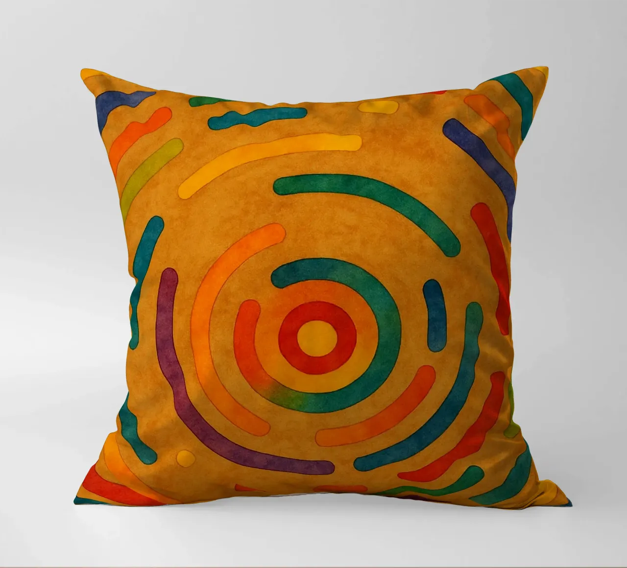 labyrinth circumference abstract drawing ilustration decorative cushion by Permatax