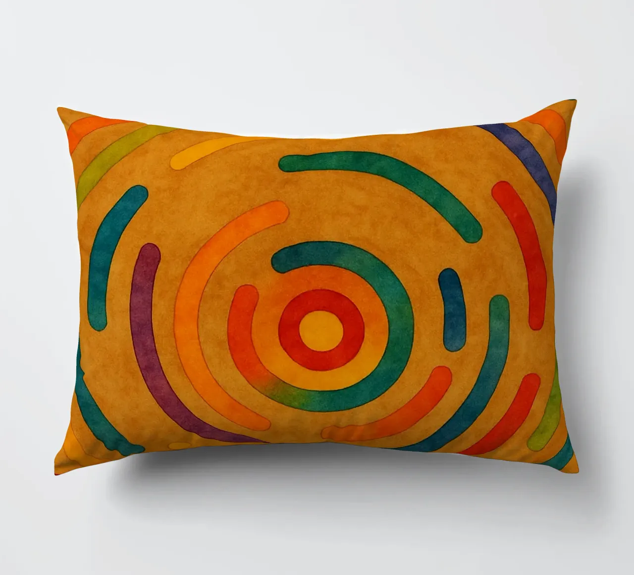 labyrinth circumference abstract drawing ilustration decorative cushion by Permatax