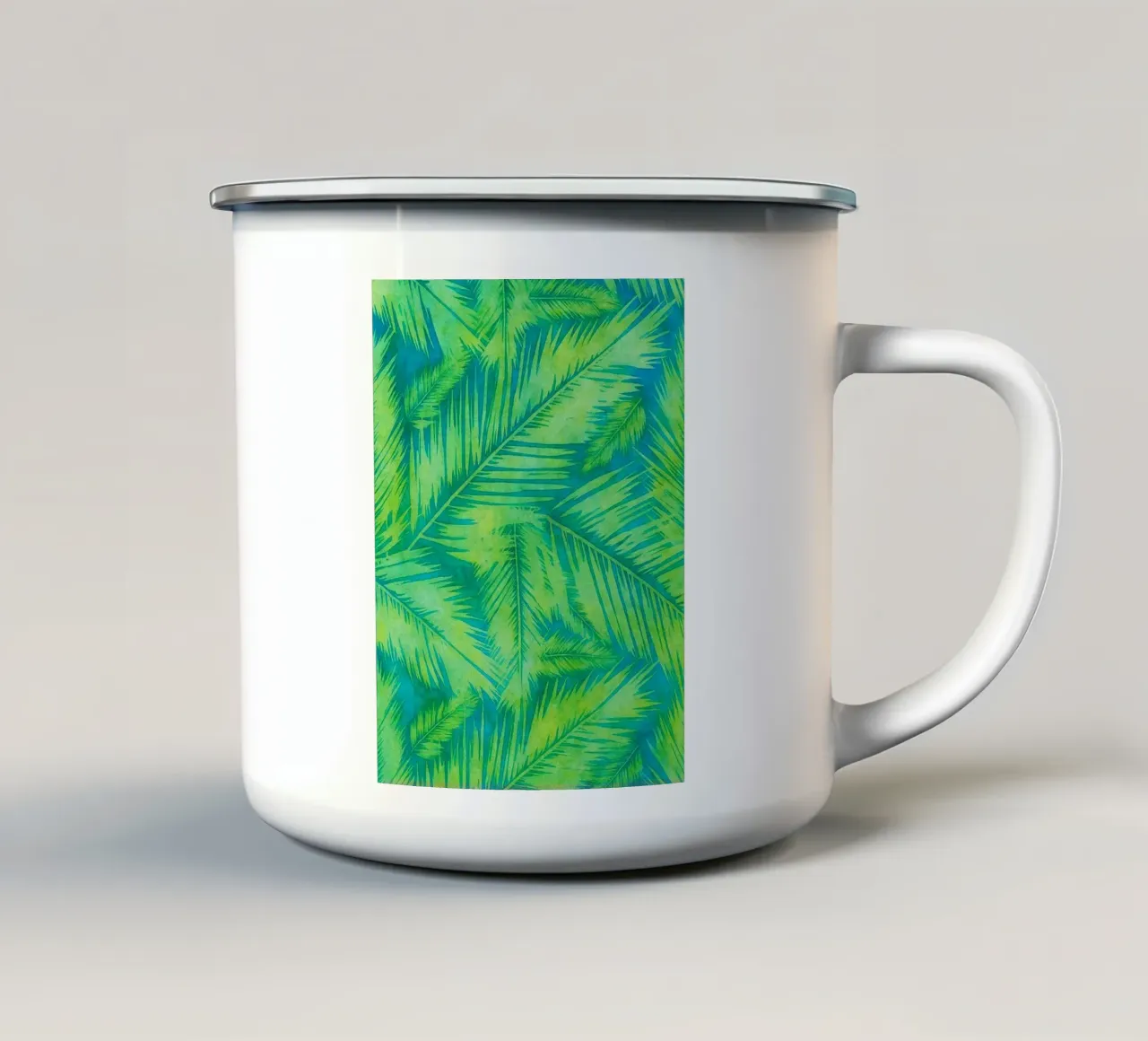 Blad abstracte tekening ilustratie emaille mok van Permatax