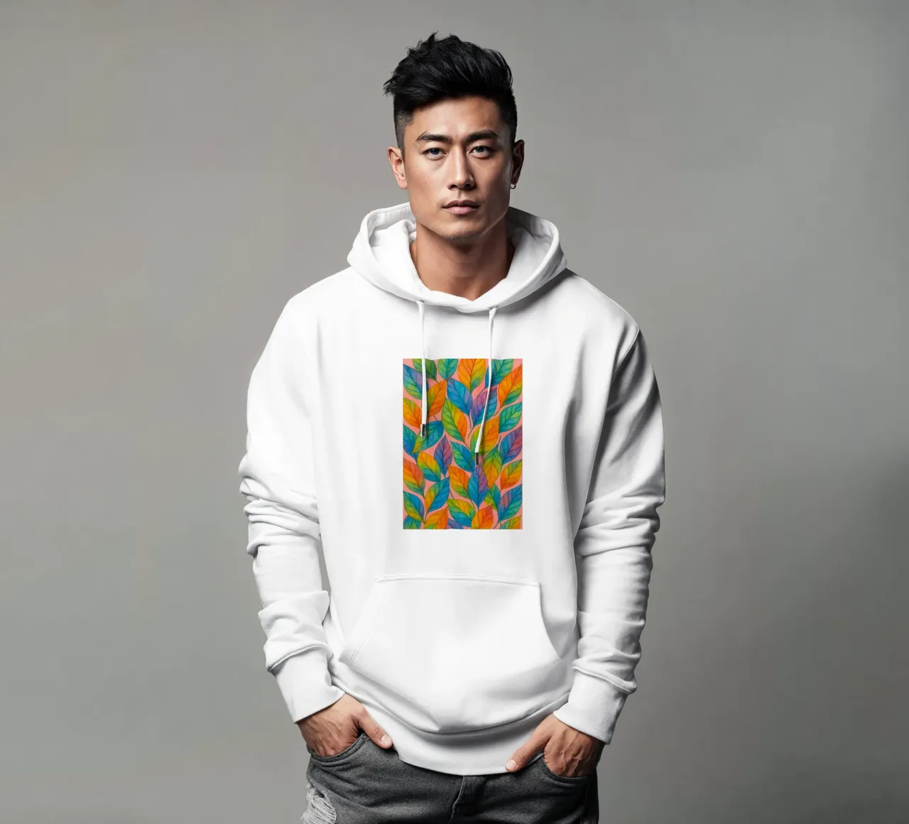 foglia colorfull disegno astratto ilustrazione felpa con cappuccio da Permatax