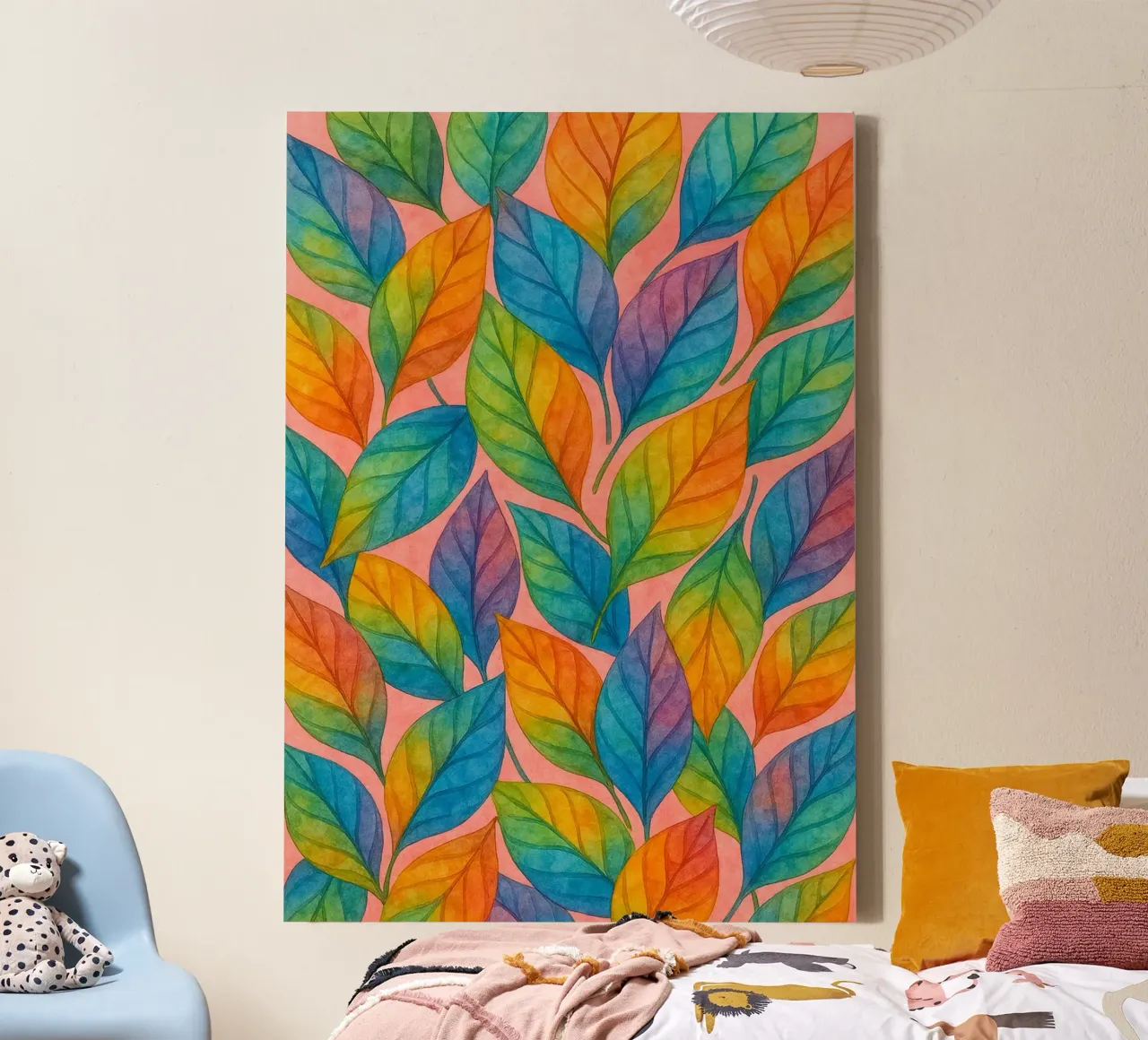 blad kleurige abstracte tekening ilustratie canvas met Baklijst van Permatax