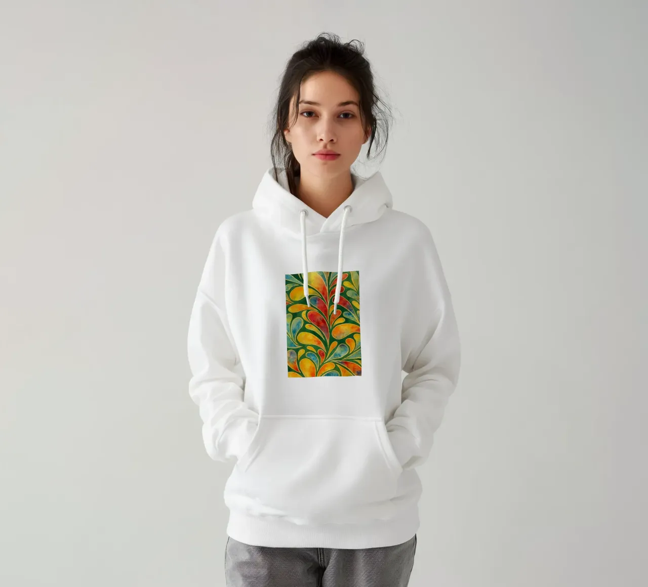 leafage disegno astratto ilustrazione felpa con cappuccio da Permatax