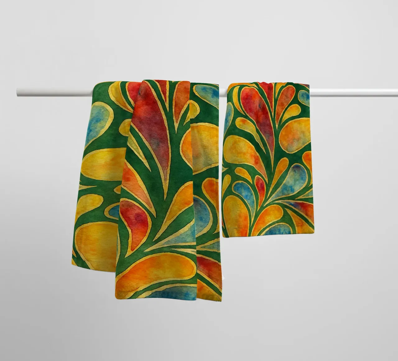 gebladerte abstracte tekening ilustratie badhanddoek van Permatax