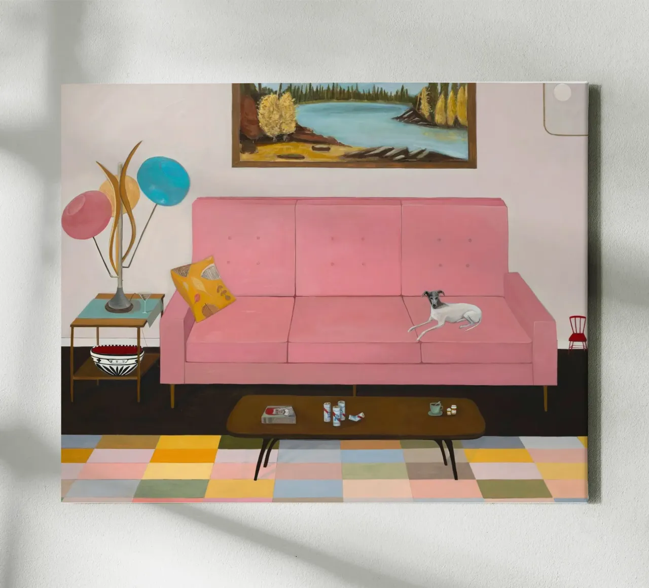 Divano rosa - Angela Burson tela con Cornice a cassetta da Seilerprints