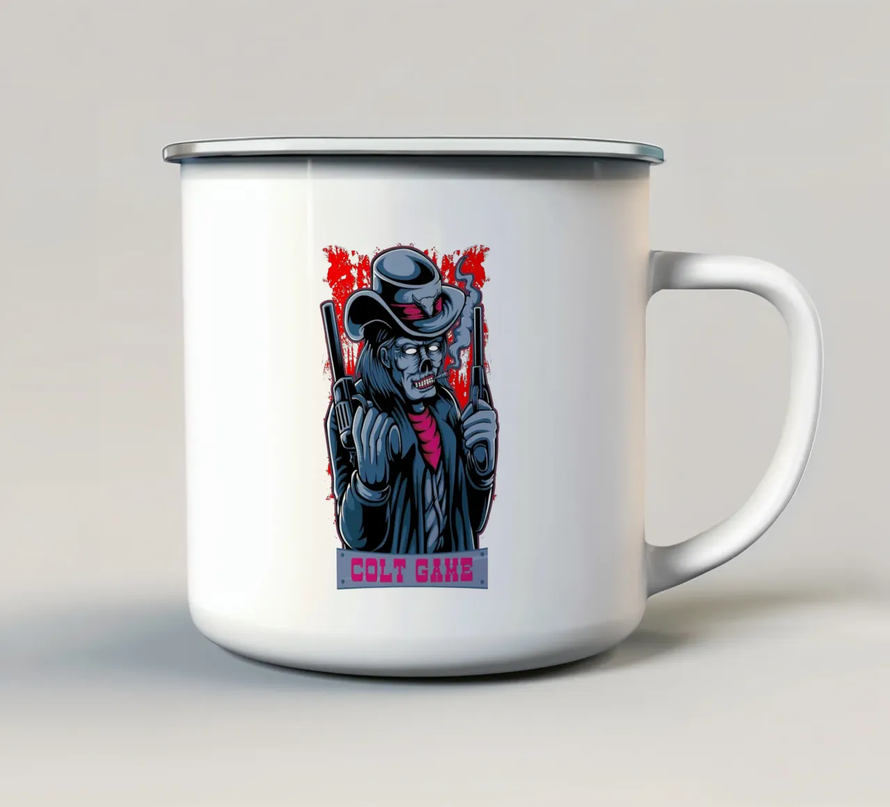 Illustrazione del gioco della Colt tazza in smalto da Cute