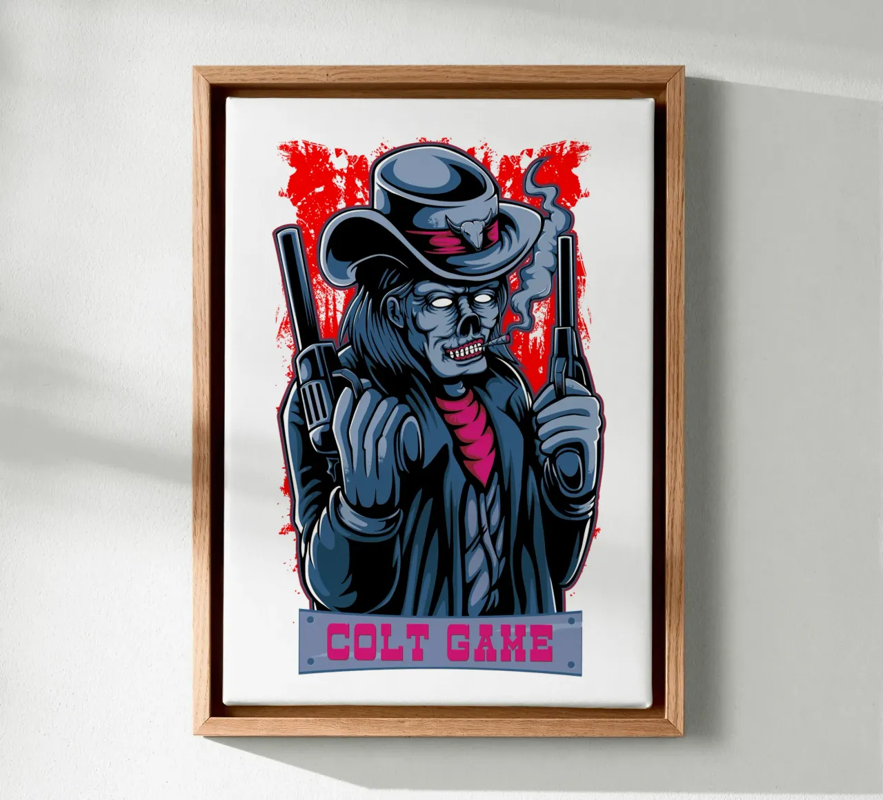 Colt-Spiel Illustration Leinwand mit Schattenfugenrahmen von Cute