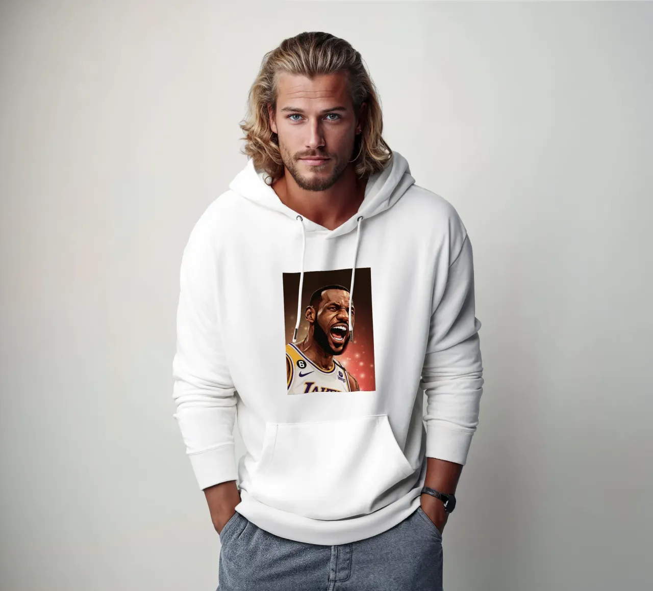 Lebron James portrait (1) felpa con cappuccio da Lembayung art