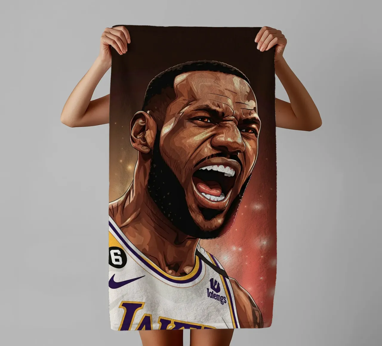 Lebron James portrait (1) asciugamano da bagno da Lembayung art