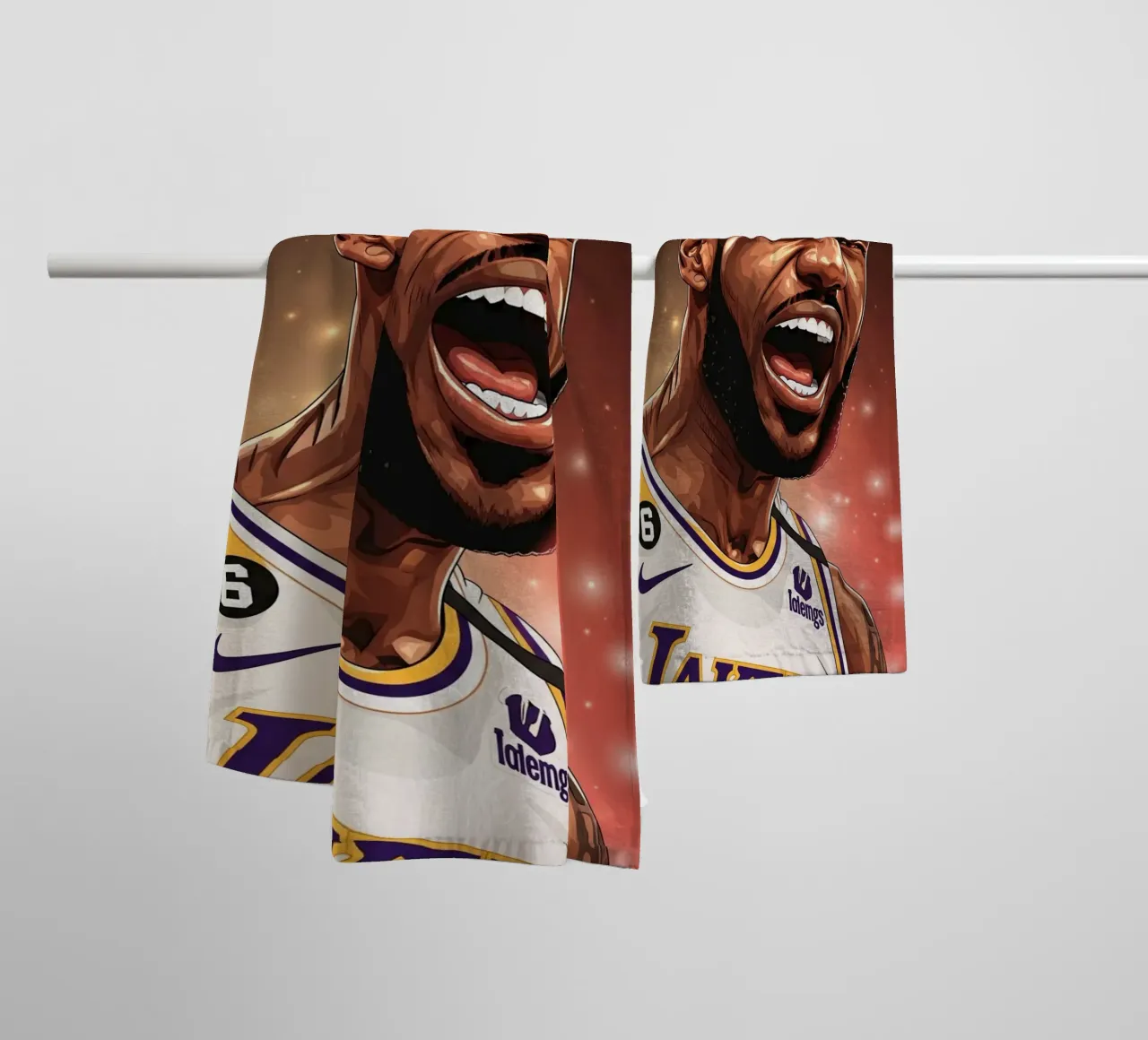 Lebron James portrait (1) asciugamano da bagno da Lembayung art