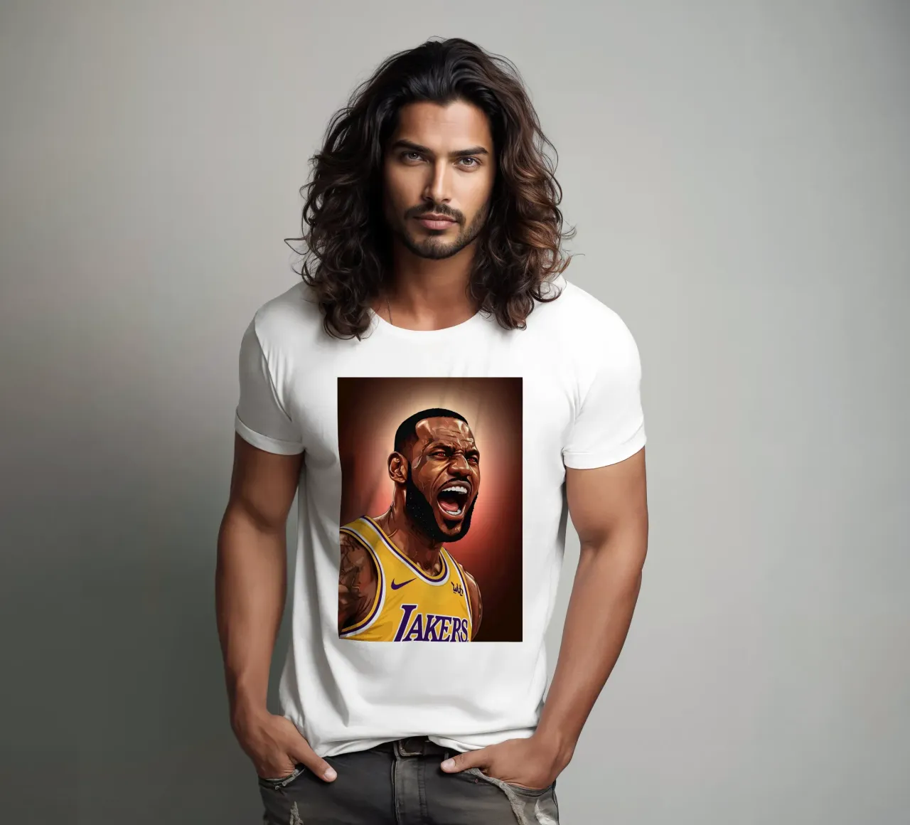 Lebron James portrait (2) t-shirt da Lembayung art