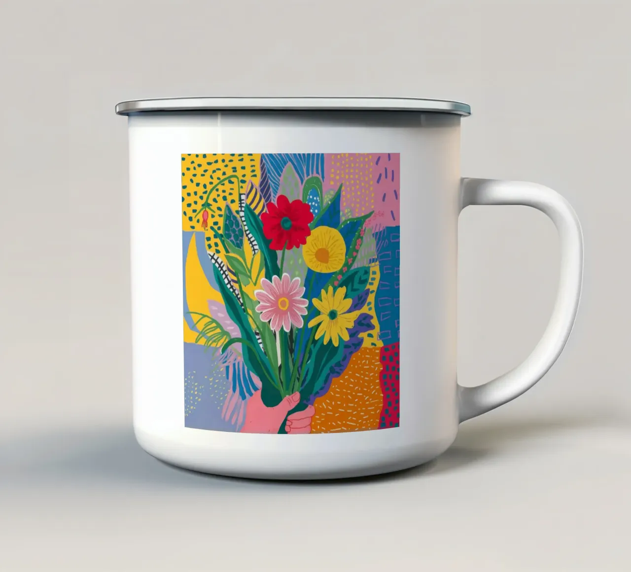 Astratto floreale strutturato tazza in smalto da Solar Paint