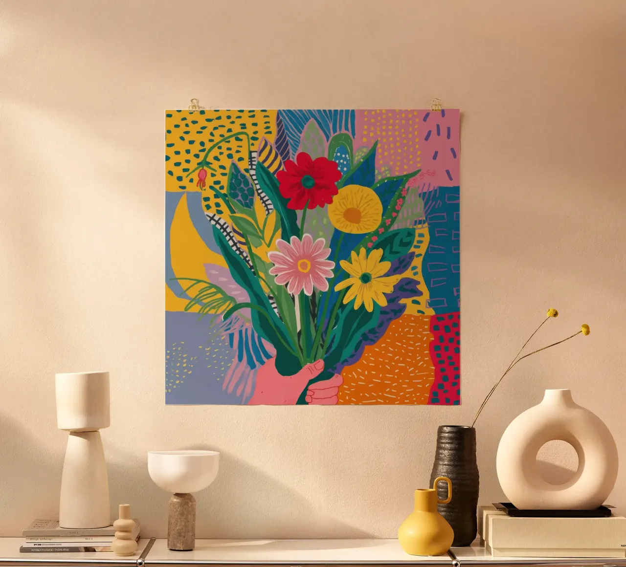 Bloemenweefsel Abstract poster van Solar Paint