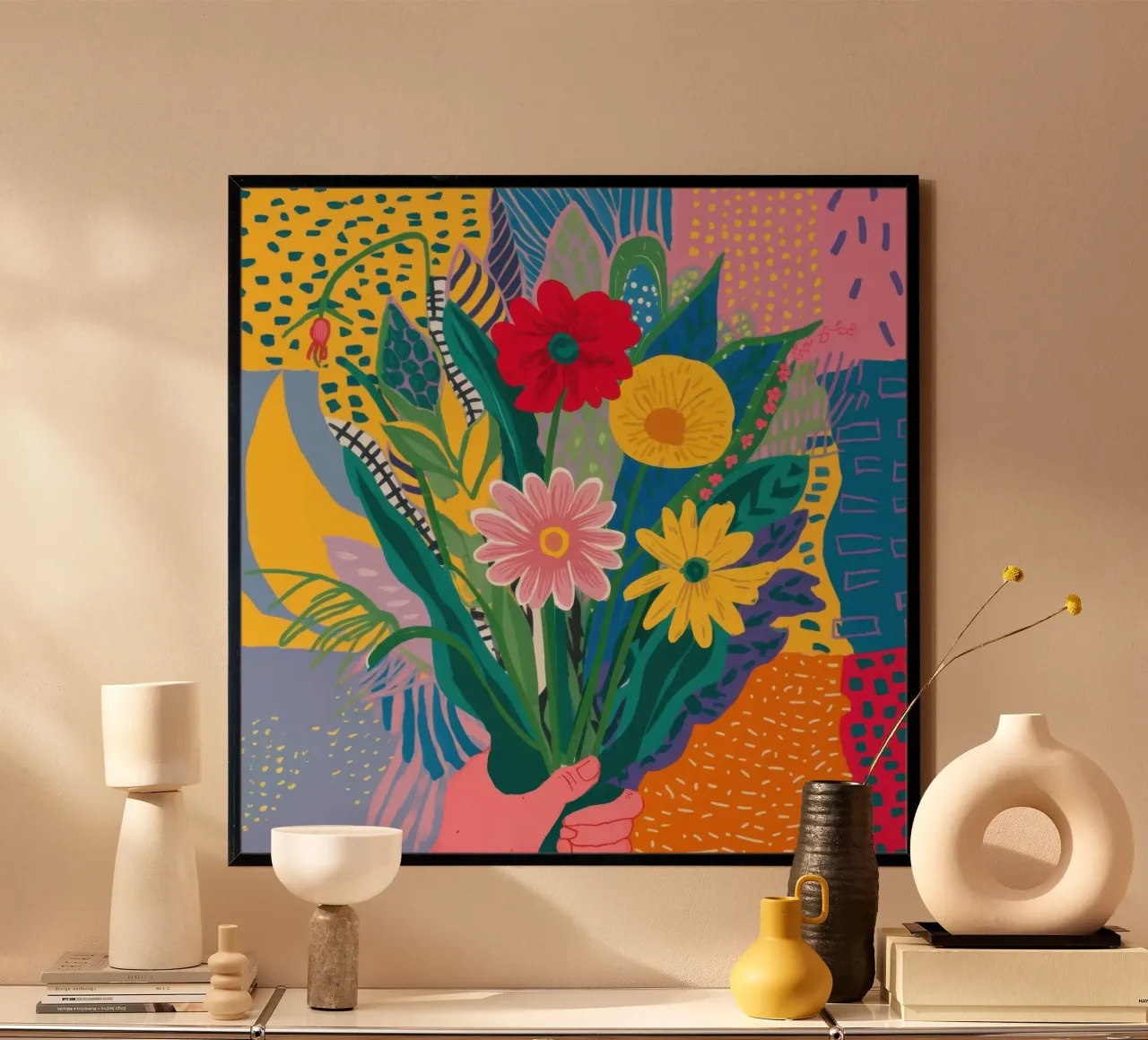 Bloemenweefsel Abstract poster van Solar Paint