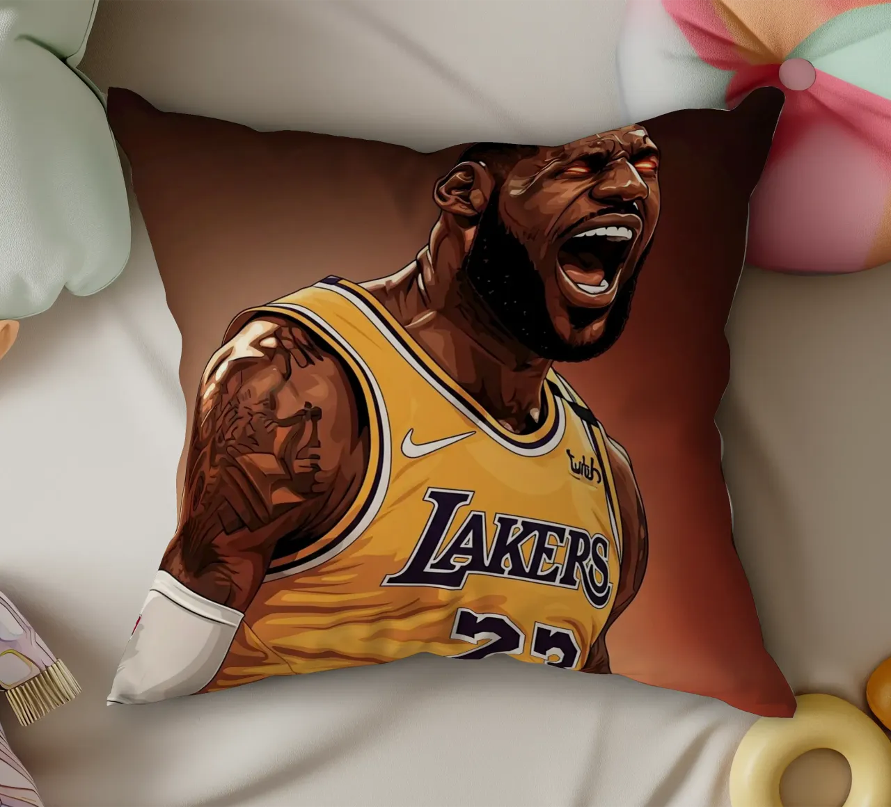 Lebron James portrait (3) cuscino da Lembayung art