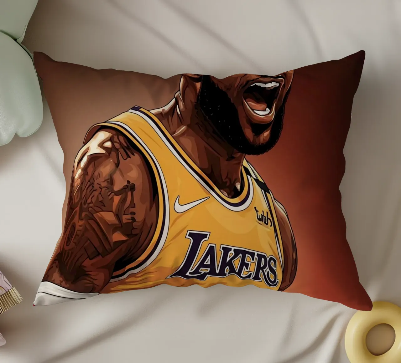 Lebron James portrait (3) cuscino da Lembayung art