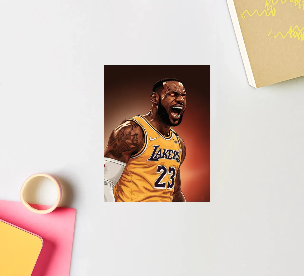 Lebron James portrait (3) sticker by Lembayung art