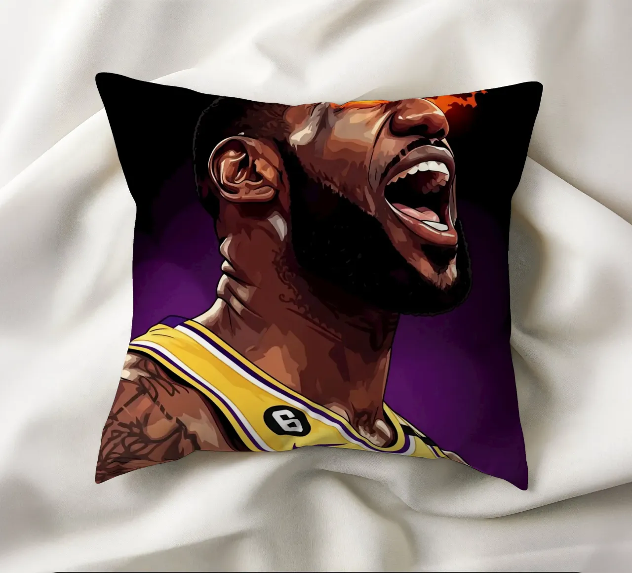 Lebron James portrait (4) cuscino da Lembayung art