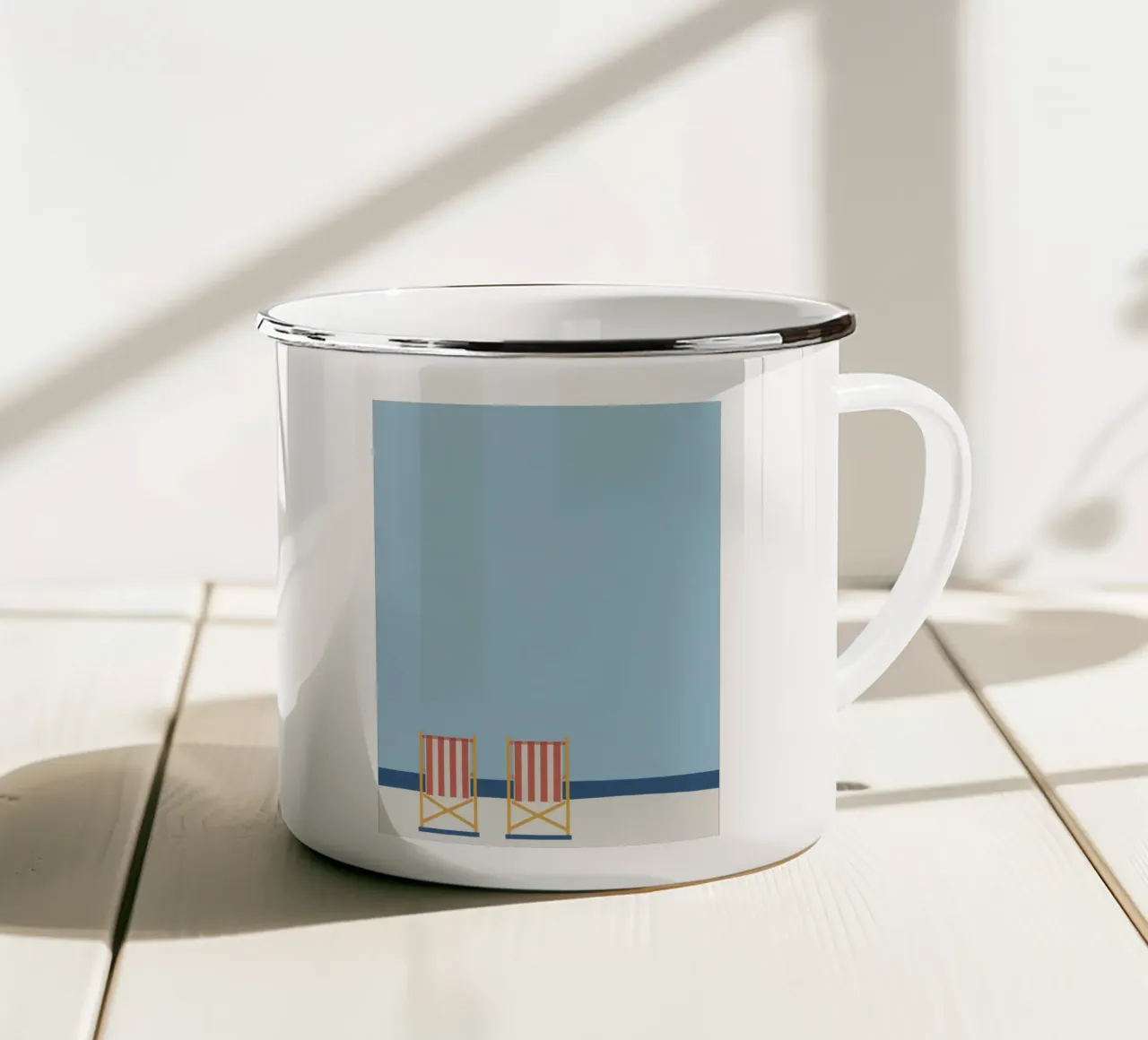 Fuga serena sulla spiaggia tazza in smalto da Solar Paint