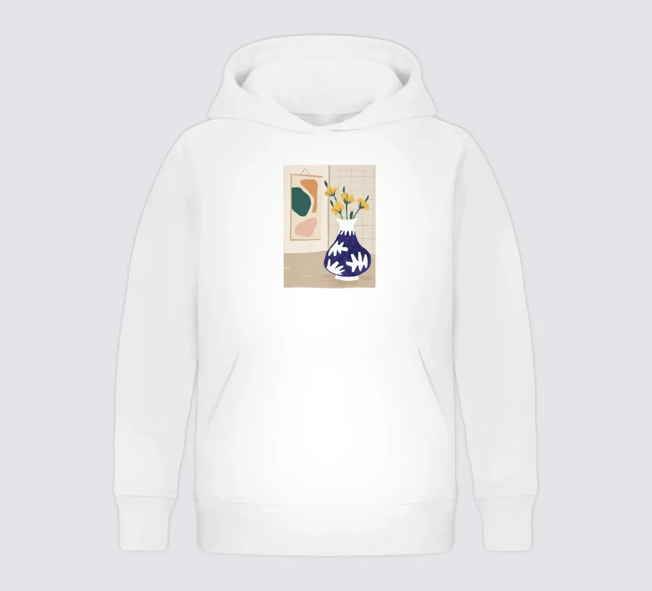 Daffodils in Blue Vase kids hoodie by Veil Maya