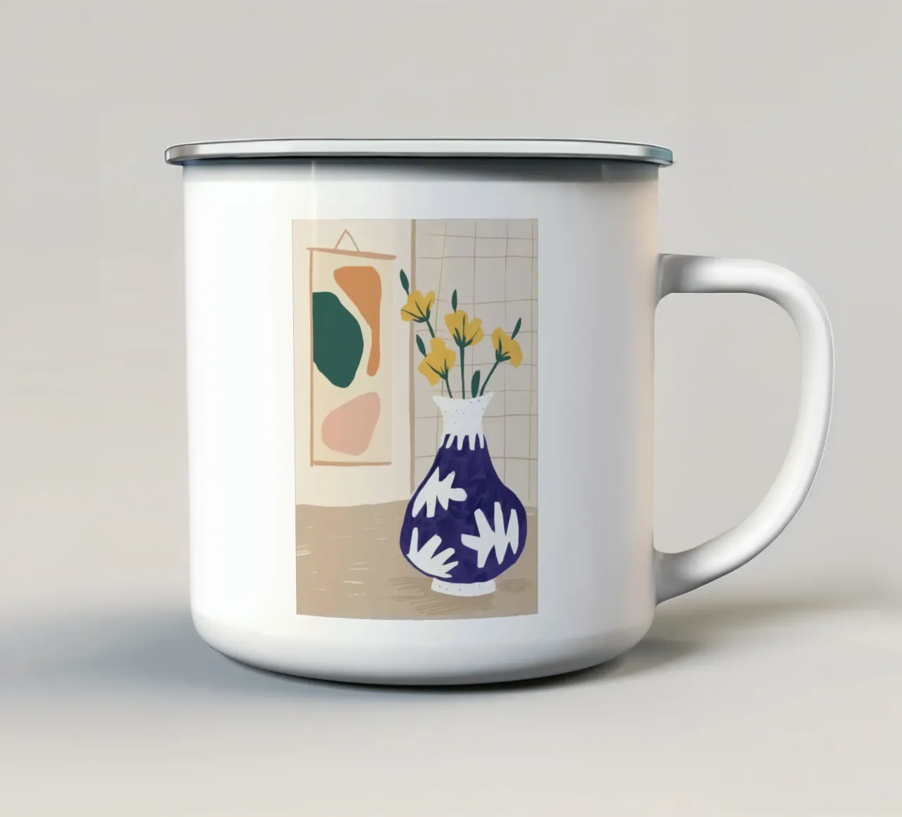 Narcisi in vaso blu tazza in smalto da Veil Maya