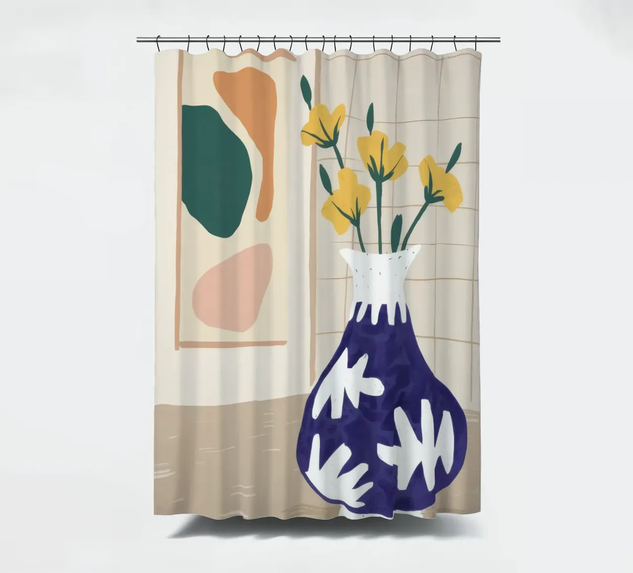 Narzissen in blauer Vase Duschvorhang von Veil Maya