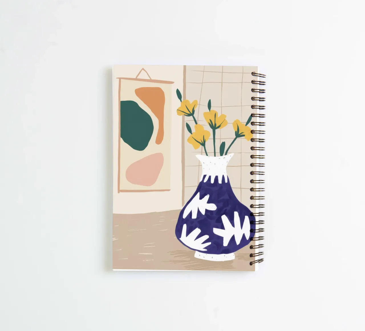Daffodils in Blue Vase spiral notebook by Veil Maya