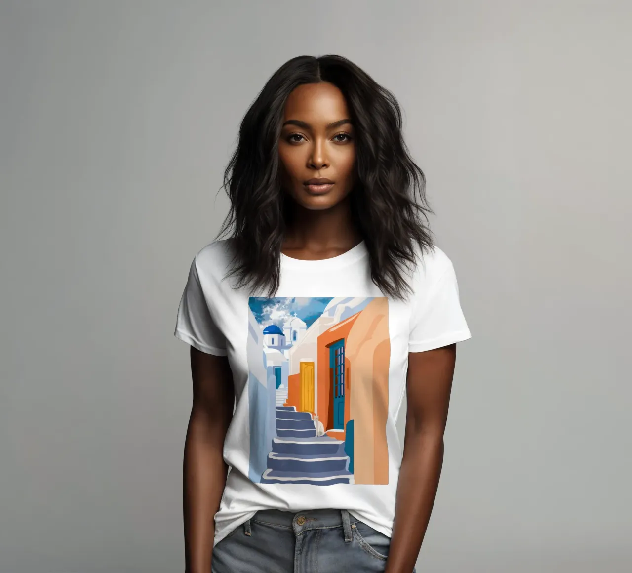 Scala verso l'azzurro t-shirt da donna da Prism Ritual