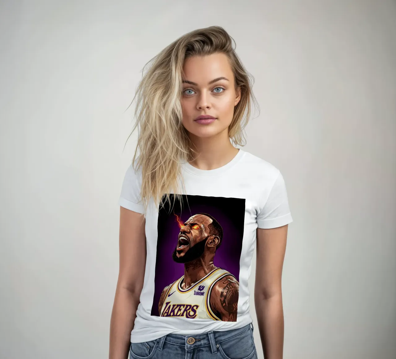 Lebron James portrait (5) women's fitted t-shirt by Lembayung art