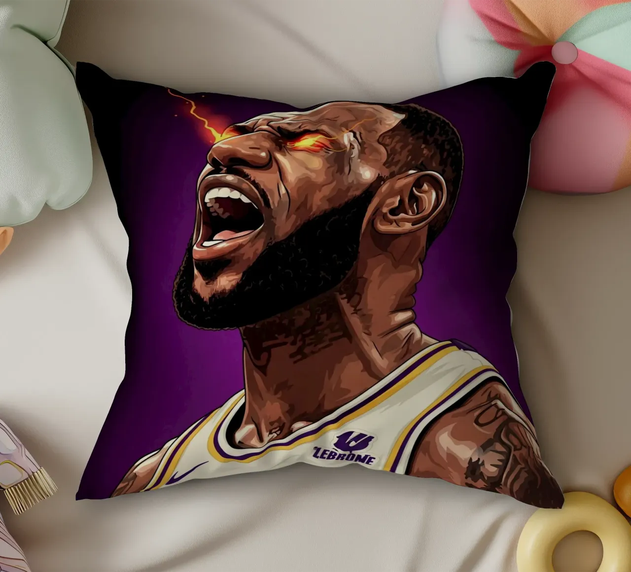 Lebron James portrait (5) cuscino da Lembayung art