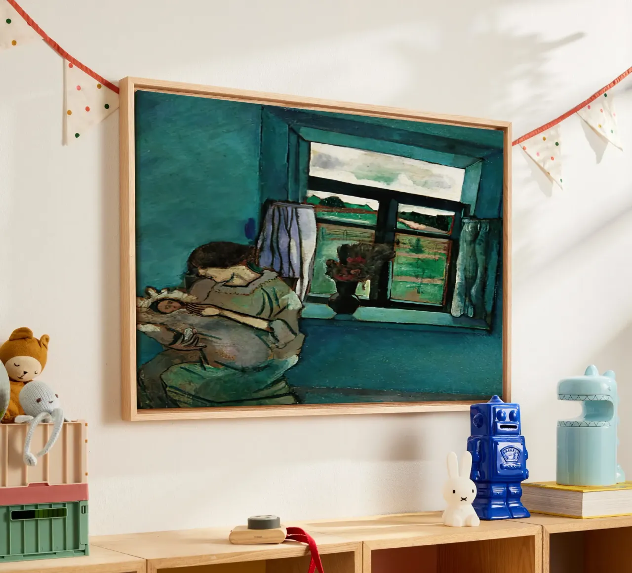 Bella und Ida am Fenster Leinwand von MC Exhebition