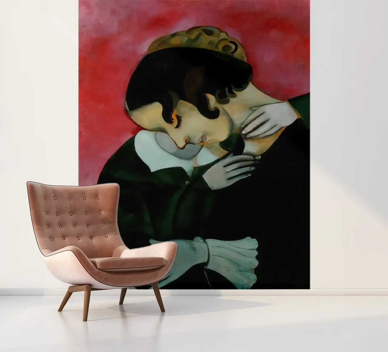 Marc Chagall Liebespaar in Rosa Fototapete von MC Exhebition