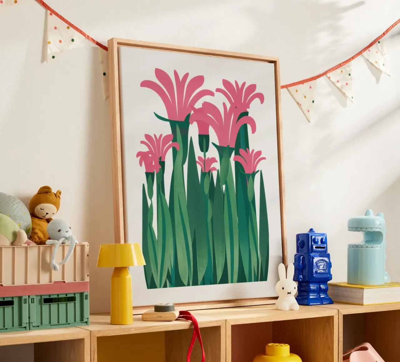 Pink Lily Elegance canvas with Floater frame by Solar Paint