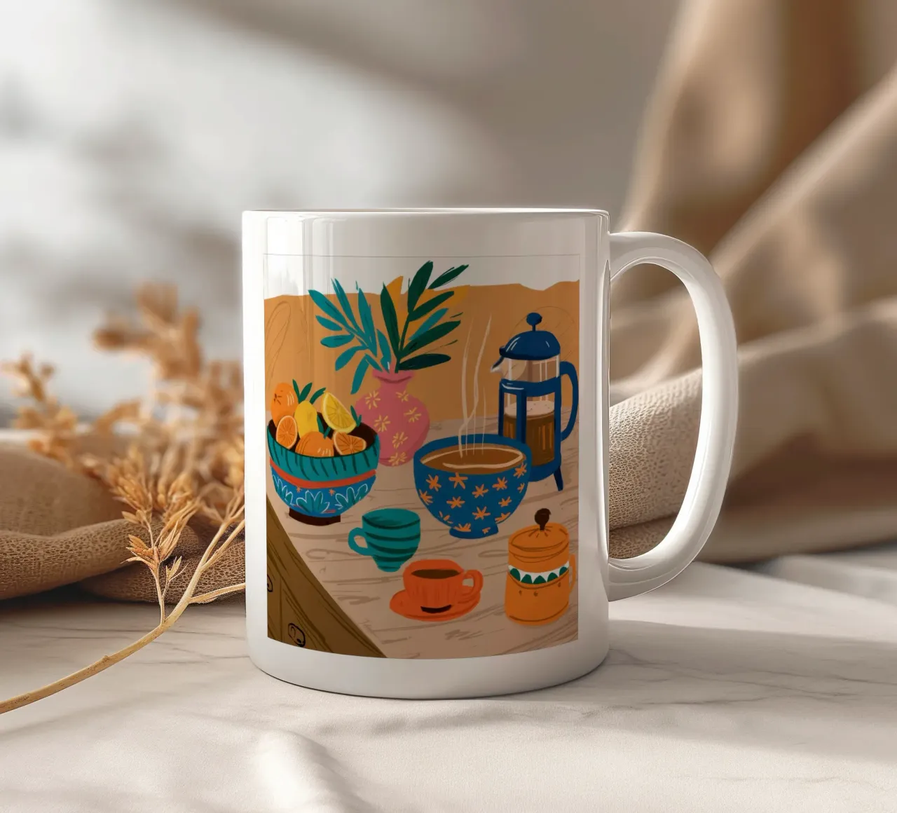 Pausa caffè al sole tazza in ceramica da Veil Maya