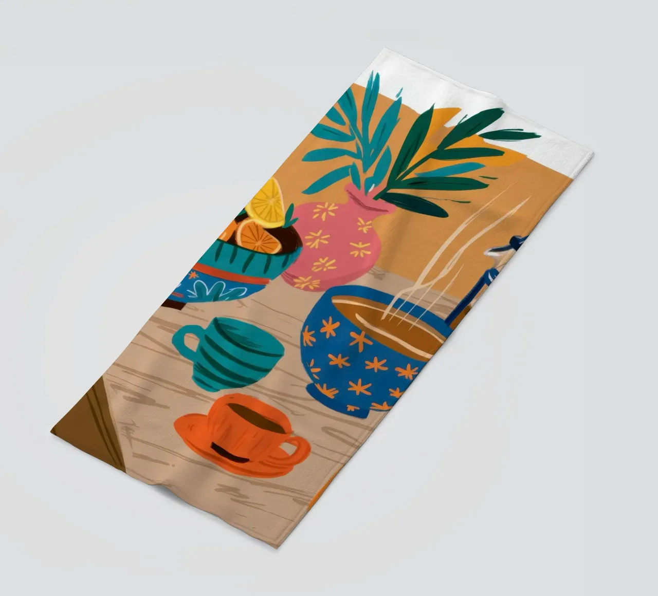 Sunny Coffee Break beach towel by Veil Maya